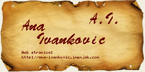 Ana Ivanković vizit kartica